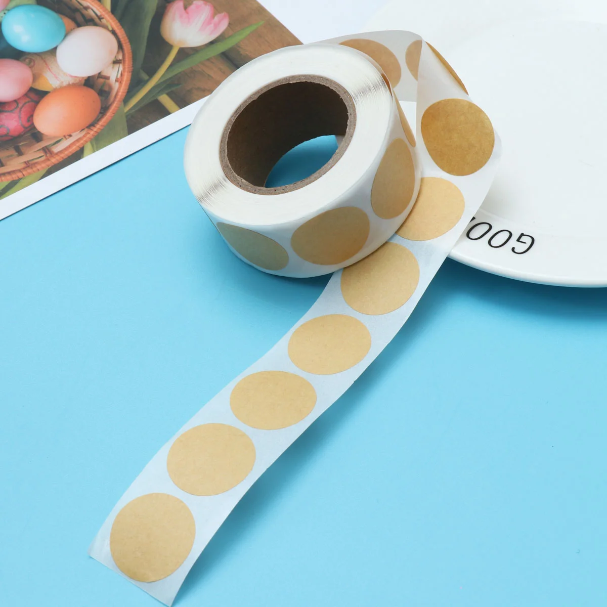 500 Pcs Stickers Kraft Paper Adhesive Round Labels Writable for Packaging M Packing