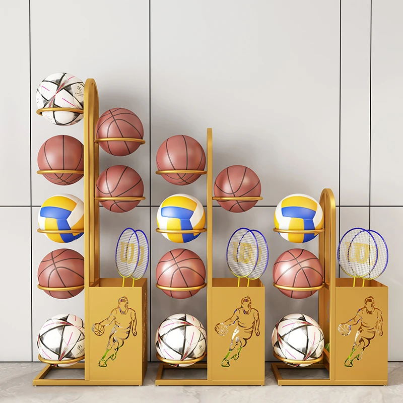 Iron basketball storage rack, household table tennis, badminton, sports, fitness, sports equipment storage basket