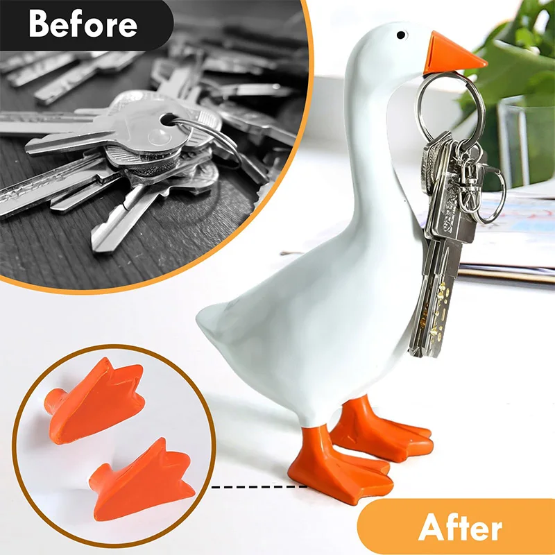 Creative Design New Cute Goose Key Storage Rack Office desk Magnetic Goose duck Key Holder Simulation Goose Statue Home Decor