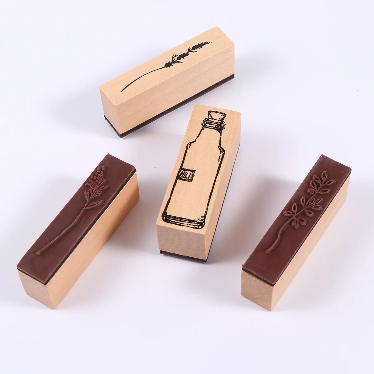 

Plant Vase Stamp Set Wooden Durable Retro Style DIY Craft Scrapbook Decorative Stamps for Cards and Handmade Projects