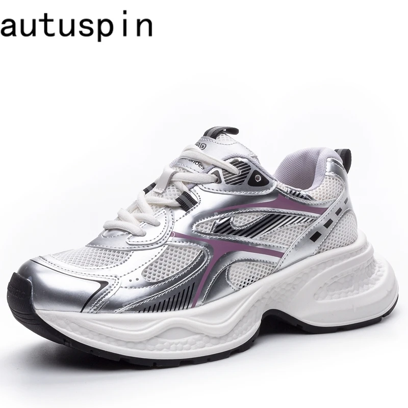 

Autuspin Size 35-40 Female 3.5cm Platform Sports Shoes Daily Leisure Round Toe Woman Retro Sneakers Outdoor Comfy Mesh Sneaker