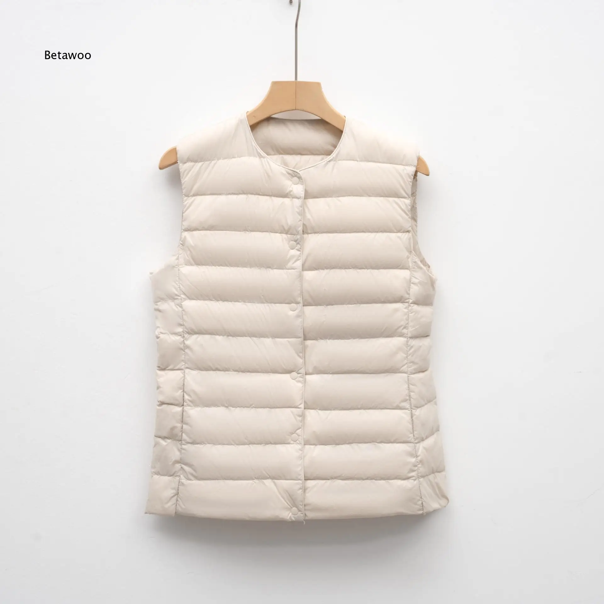 Women Sleeveless Round Collar Short Down Vest Lightweight Inner Layer Waistcoat For Daily Wearing In Autumn And Winter