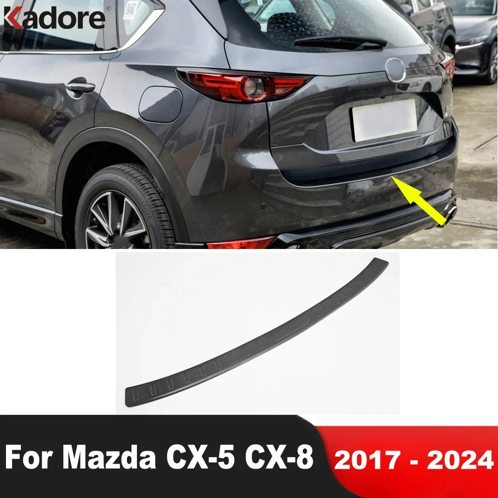 

Rear Trunk Bumper Cover Trim For Mazda CX-5 CX-8 2017-2022 2023 2024 Steel Car Tailgate Door Sill Plate Guard Pad Accessories