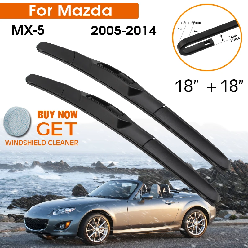 

Car Wiper Blade For Mazda MX-5 2005-2014 Windshield Rubber Silicon Refill Front Window Wiper 18"+18" LHD RHD Auto Accessories