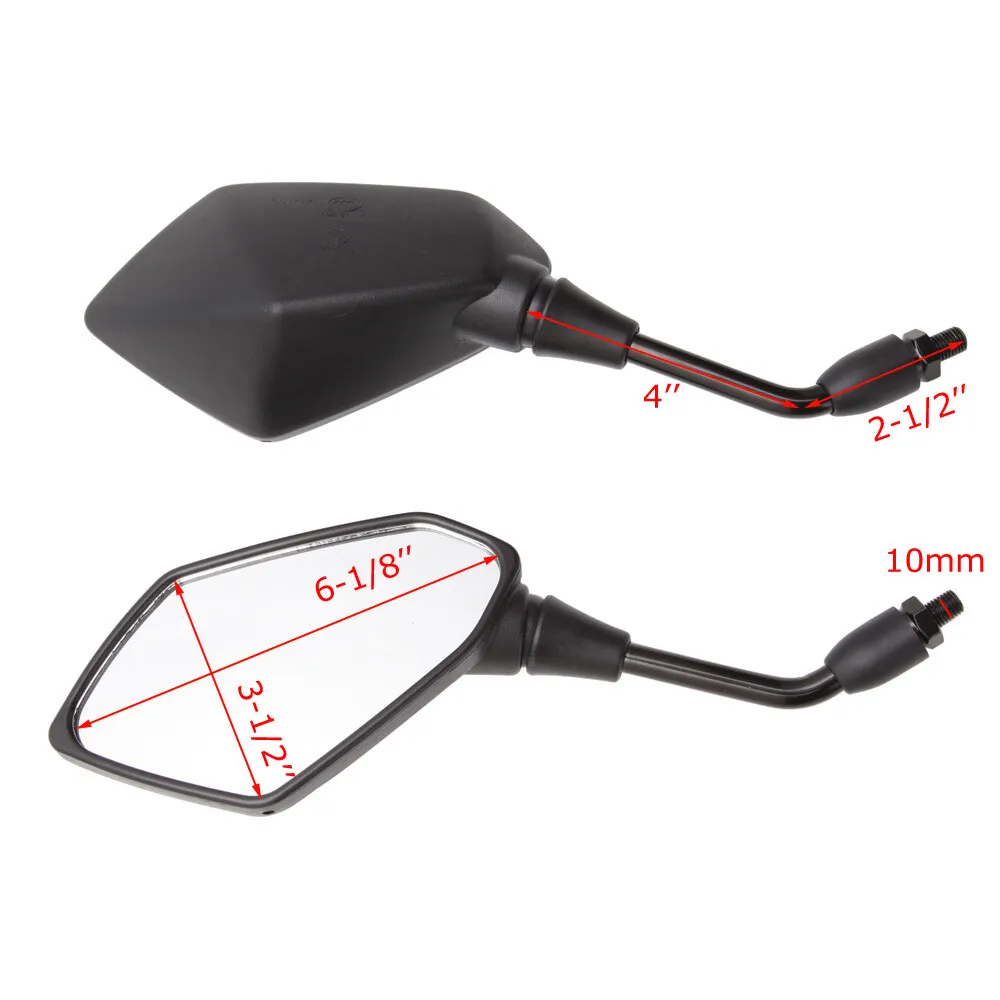 Paar 10MM Motorrad Seitenspiegel Rückspiegel Schwarz für Yamaha MT-07 MT-03 MT-09