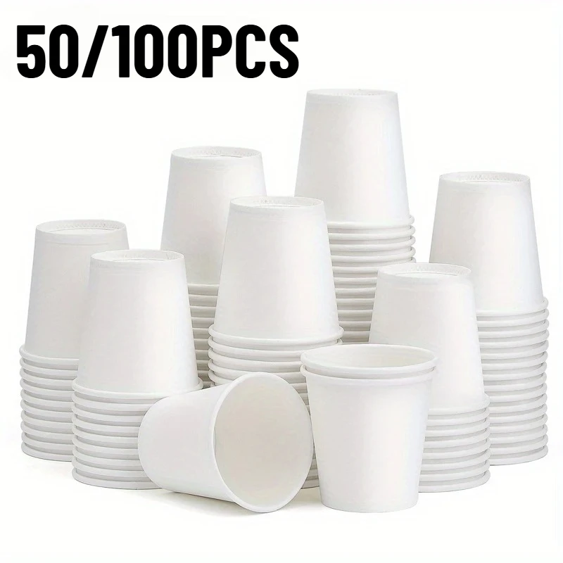 50/100PCS Disposable Small White Paper Cup Juice Coffee Drinking Outdoor Camping Activity Item Try Drinking Paper Cup Container