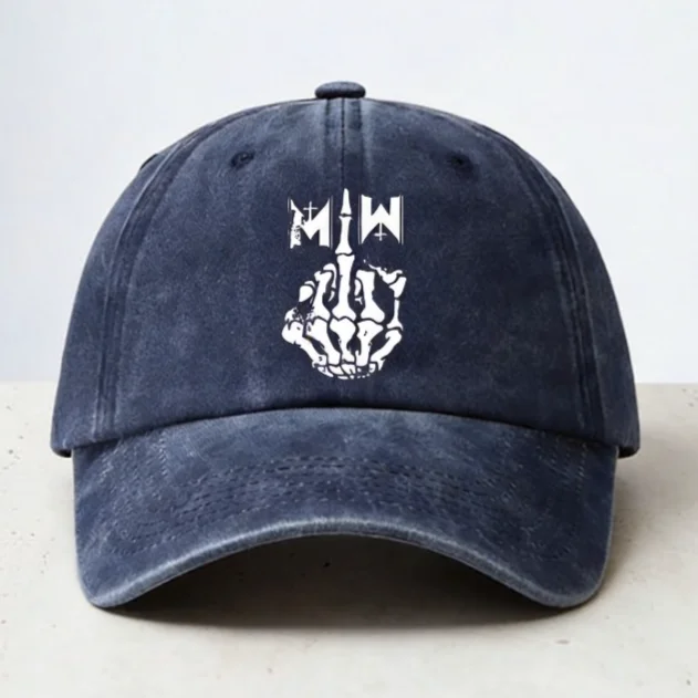 Motionless Skeleton Hand Pattern Baseball Cap fashion Vintage Washed Denim Hat casual Dad Hat adjustable Snapback Hats