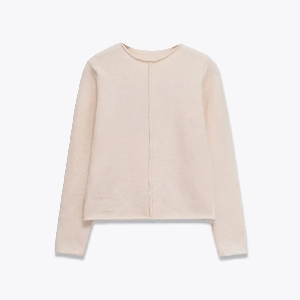 

Мягкий однотонный трикотаж в рубчик, женская мода, осеннее новое поступление, европейский стиль, 5536197, удобный свитер, топ