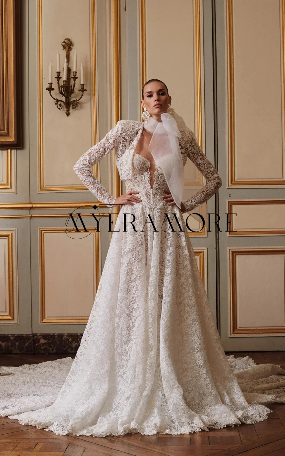 أزياء الدانتيل ألف خط فساتين الزفاف الحبيب زيبر عارية الذراعين أثواب الزفاف مخصص vestidos دي novia