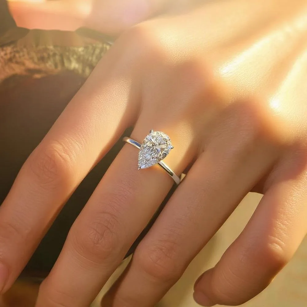 JH 0.8-4 قيراط مويسانيتي خاتم للنساء الرجال 925 فضة قطرة خاتم زواج بسيط D VVS1 مختبر الأحجار الكريمة غرامة مجوهرات هدية
