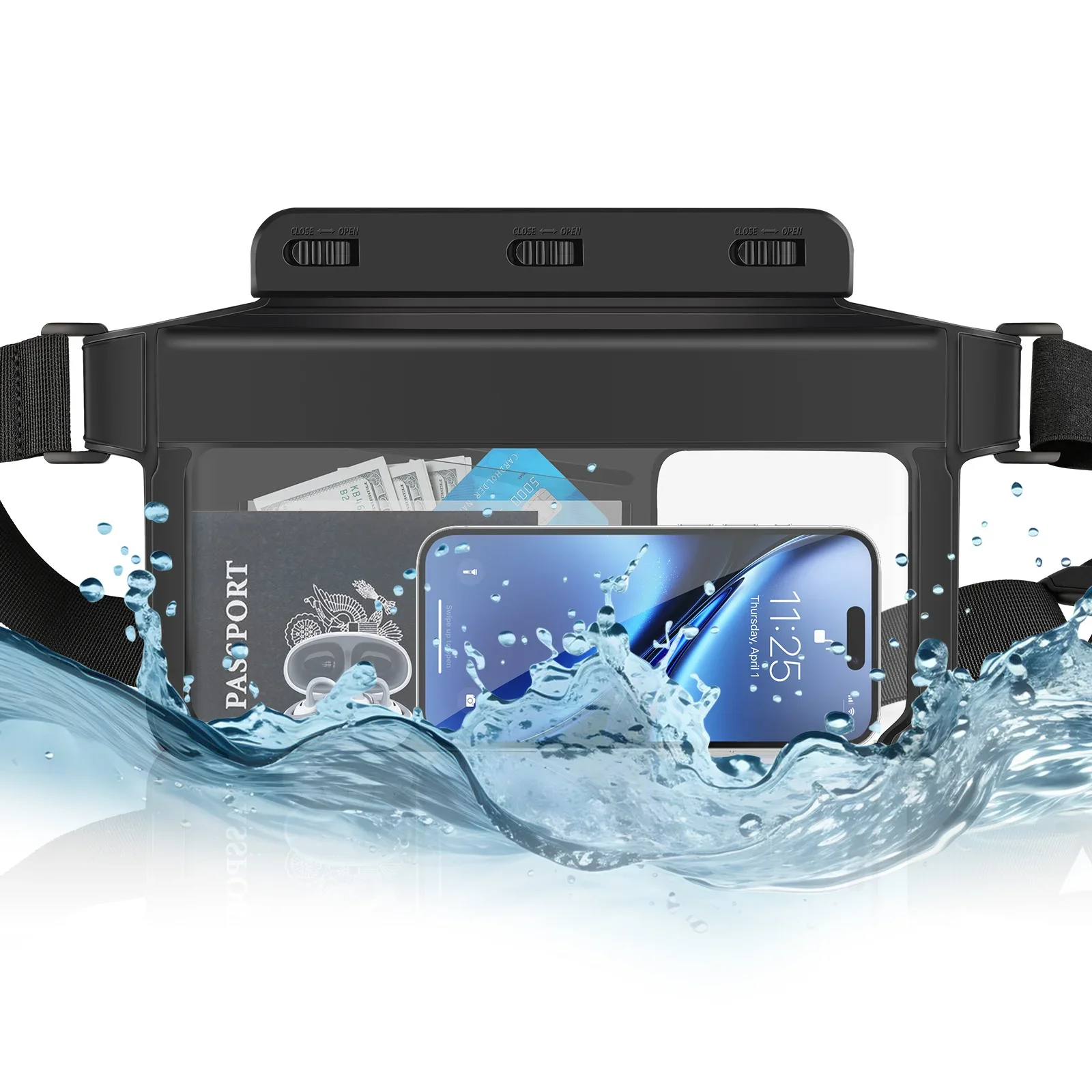 

HAISSKY 3 Clips Wateproof Waist Swimming Bags Men Women Outdoor Travel Phone Earphone Cards Storage Waist Pack For iPhone Xiaomi