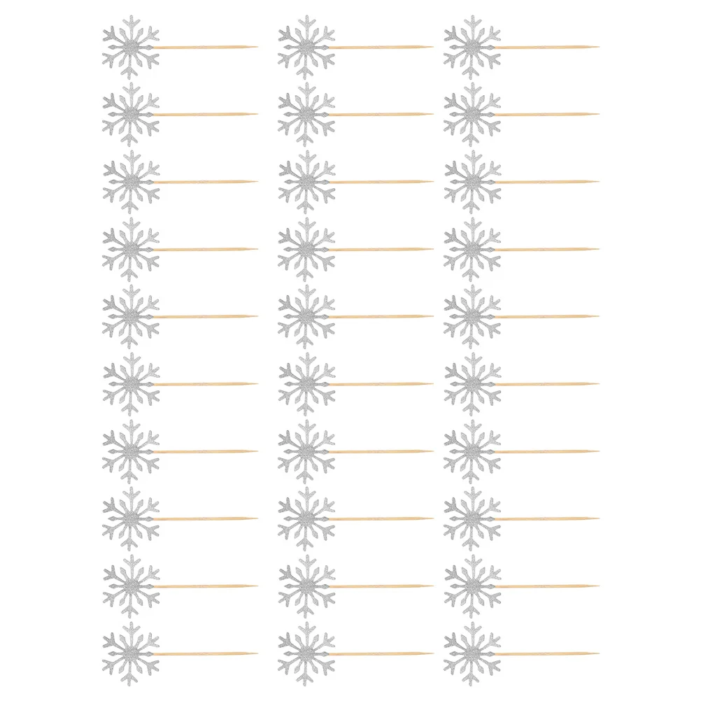 

30 Pcs Cake Insert Christmas Snowflake Cupcake Toppers Red Supplies Cake Decoration Dessert Accessories