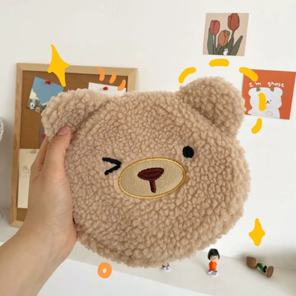 Bear Plush Cosmetic Bag Lamb Stationery Bag Lamb Wool Toiletries Bag Korean Style Pencil Case Cartoon Design Makeup Bags Men