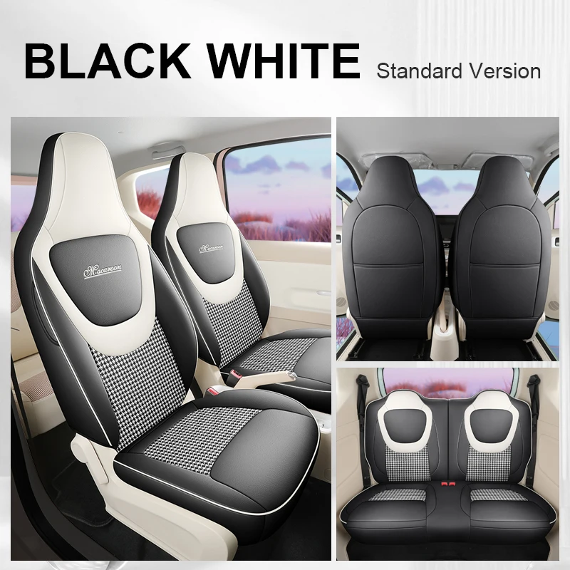 Maßgefertigte Auto-Zubehörteile Sitzbezüge Komplettset aus Kunstleder für Wuling MINI EV 2024 Vorder- und Rückreihe für Hongguang Mini – Detail 16