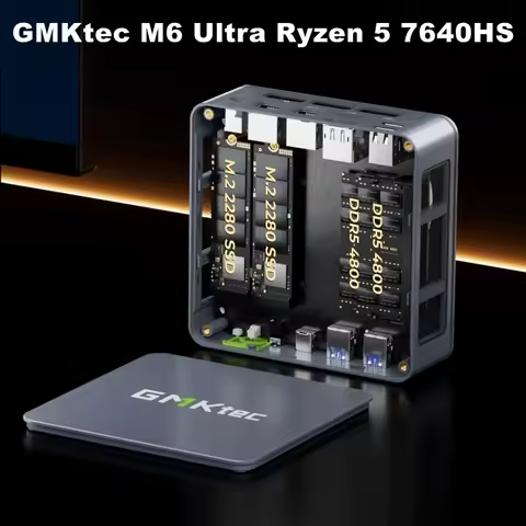 GMKtec M6 Ultra MINI PC Ryzen 5 7640HS Windows 11 Pro DDR5 5600MHz USB4.0 8K Display WIFI6 BT5.2 2.5G LAN Desktop Game Computer