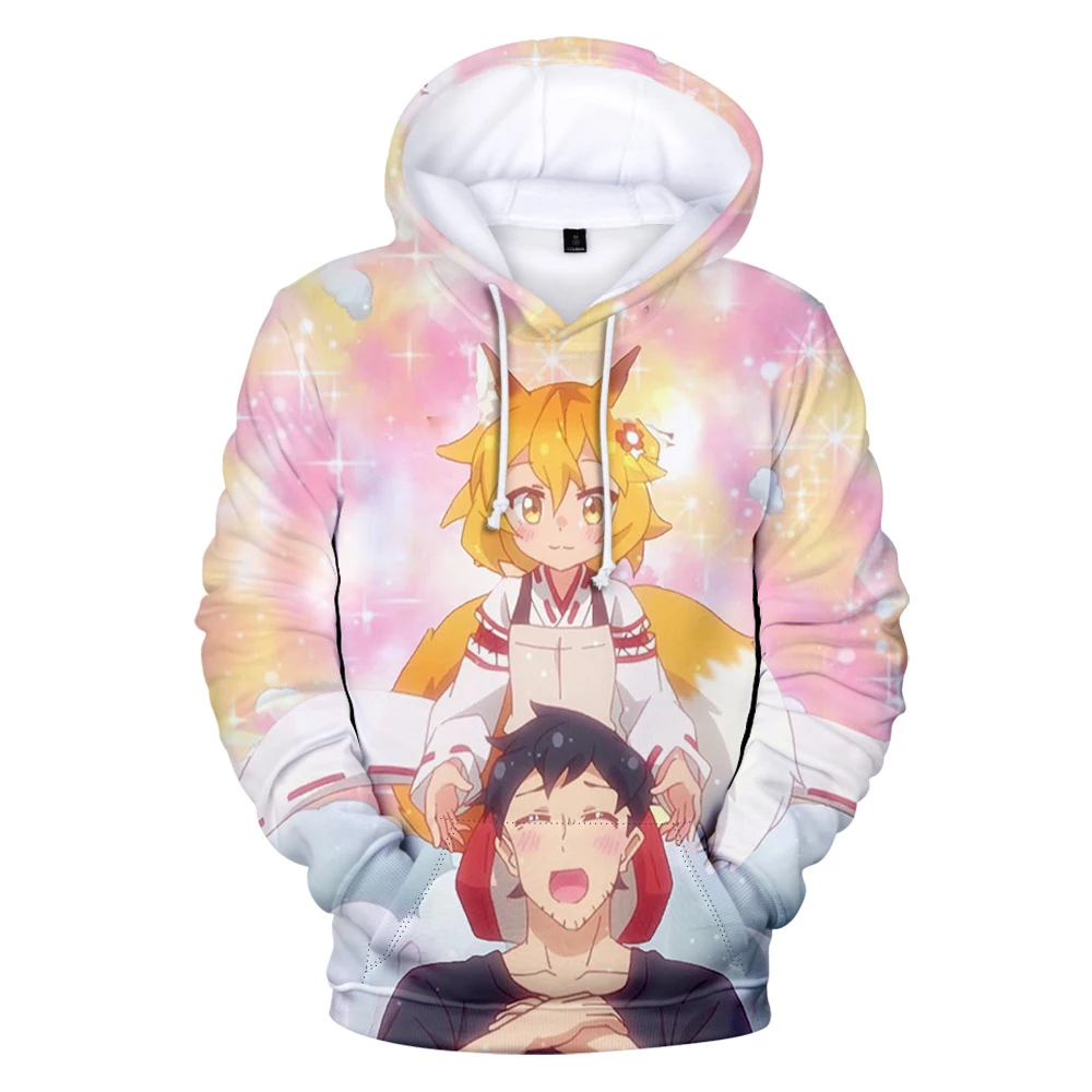 Sudadera con capucha con estampado 3D para hombre y mujer, jersey de chándal con estampado de Anime The Helpful Fox Senko San