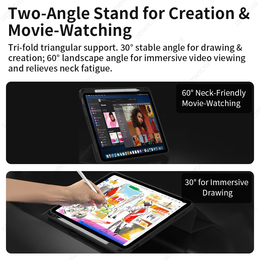 Für iPad Pro 11 Hülle 4./3./2. Generation, Air 10.9 5./4. Generation, Air 11 M2 M3 M4, 10. 10.9 11. Generation A16 11, Mini 6 A17 Pro Slim PU-Cover – Detail 8