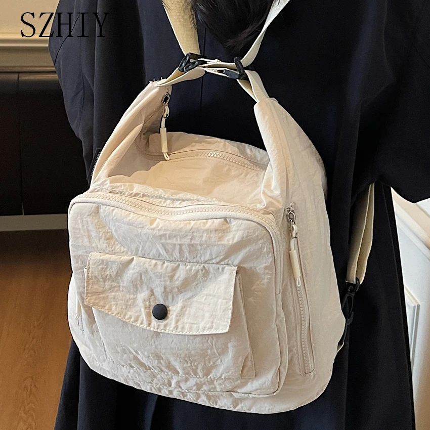 

Three Purpose Women Bag Large Capacity Shoulder Bag Travel Backpack Casual Crossbody Multi Pocket Cloth Multifunctional Mochila