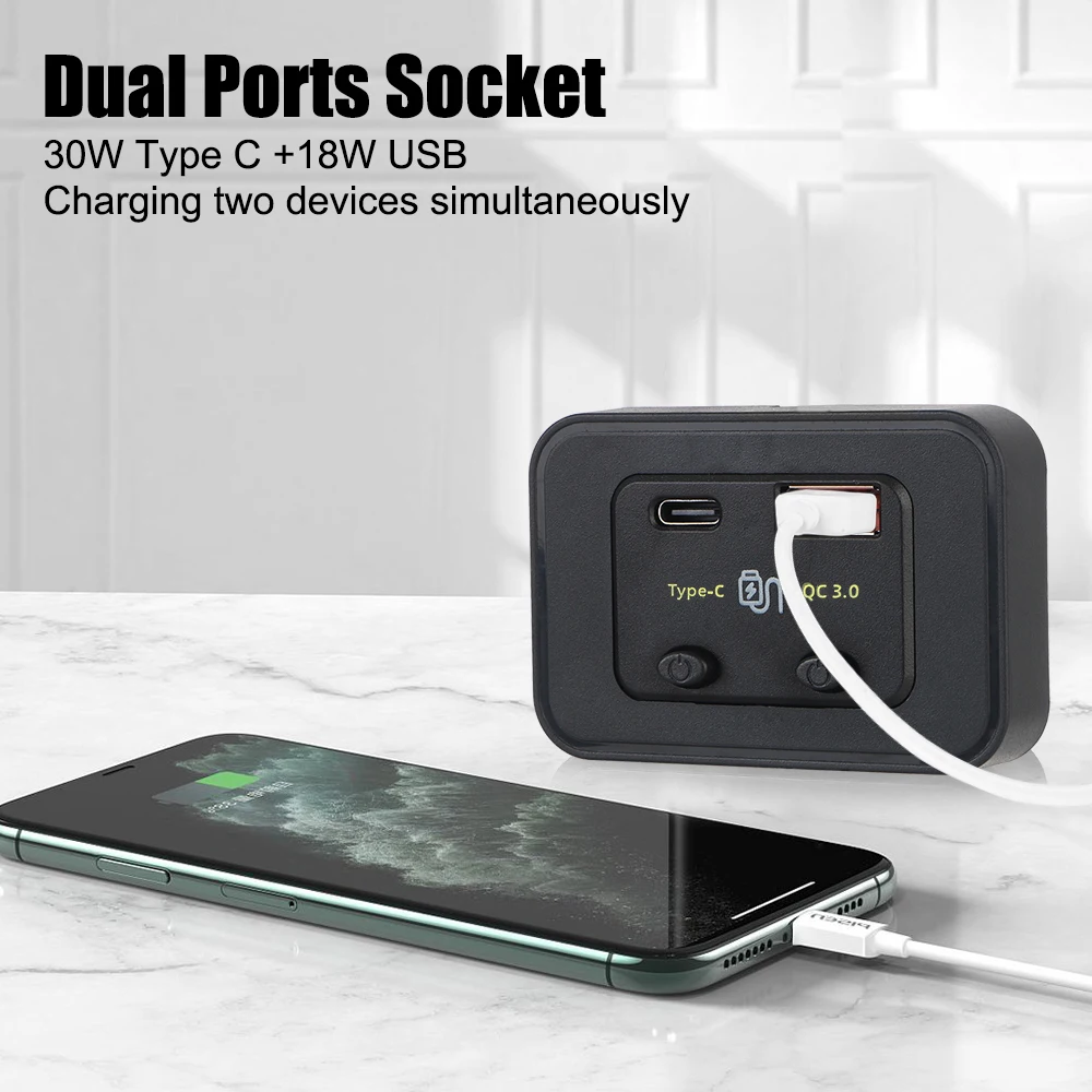 محول تلقائي لسيارة RV RV قوافل تخييم منزلية مصباح ليد 12 فولت/24 فولت شاحن سيارة سريع نوع C + QC3.0 USB شاحن هاتف بمنفذ USB