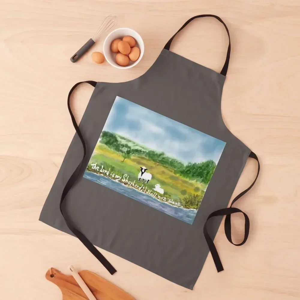 

grassland and sheep Apron Kitchen For Men Kitchen Kawaii Accessories Barber Restaurant Apron