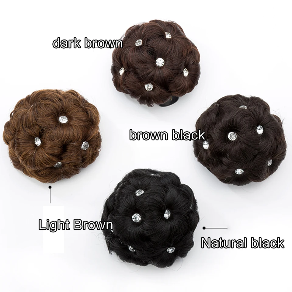 AOSI Synthetic High Temperature Fiber Chignon Nine flowers Hair Women Curly Chignon Hair Bun Donut Clip In Hairpiece