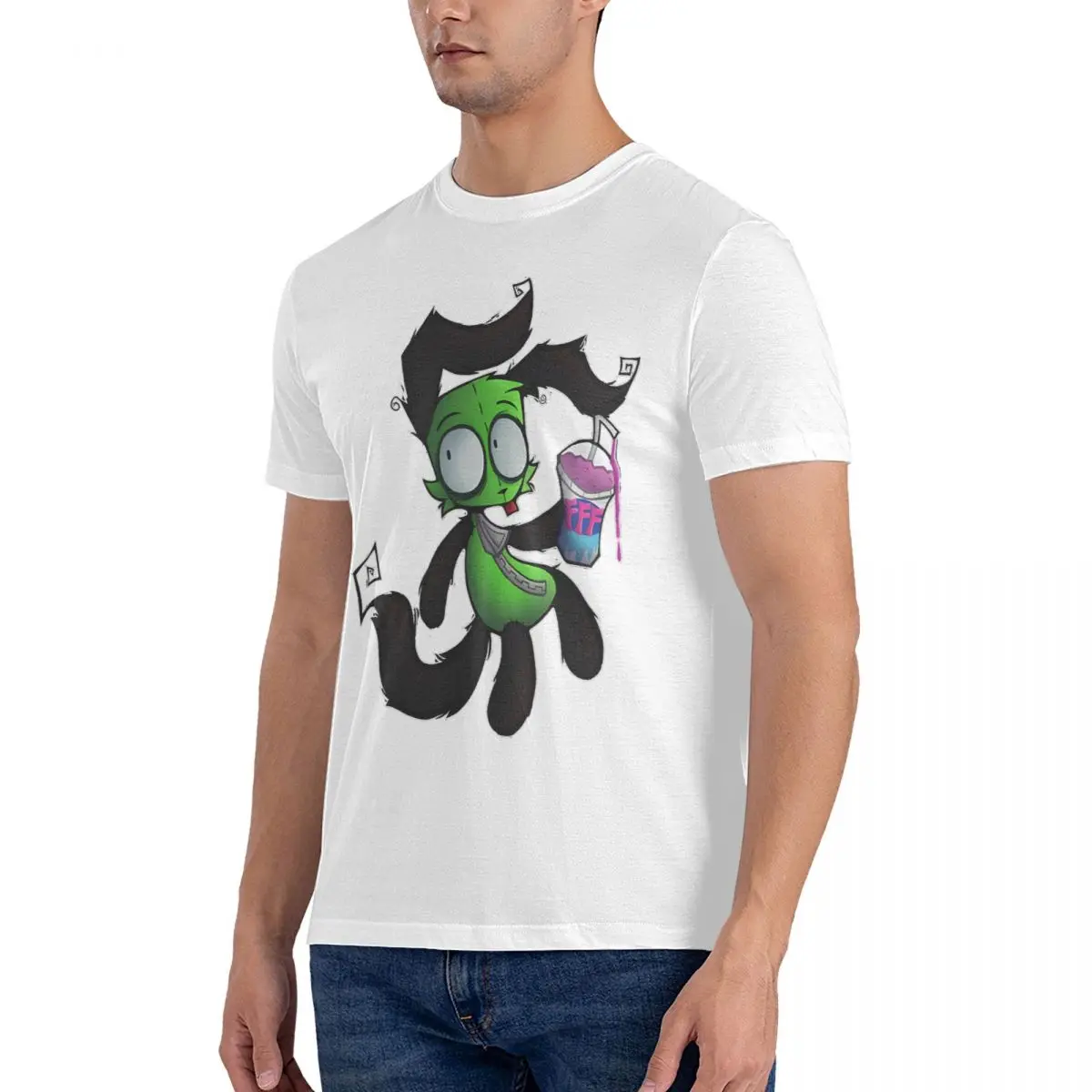 Gir-T-Shirt à Manches Courtes et Col Ras du Cou pour Homme, Vêtement Vintage, 100% Coton, Original, Invader Zim