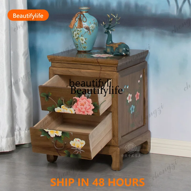 03 Neoclassical Chinese-style painted storage chest cabinet antique solid wood porch decorative high-end furniture