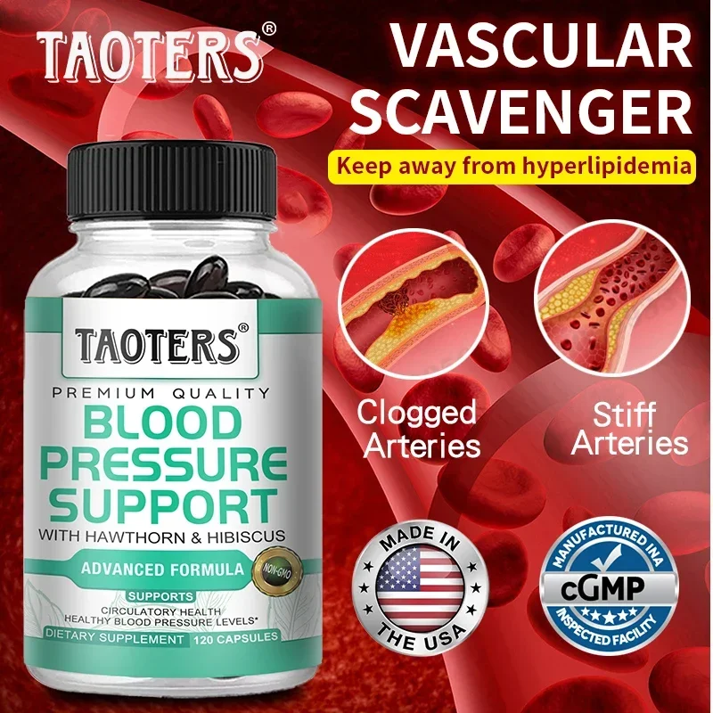 Supports Blood Circulation-Taoters Blood Pressure Support Supplement with Premium Hawthorn and Hibiscus