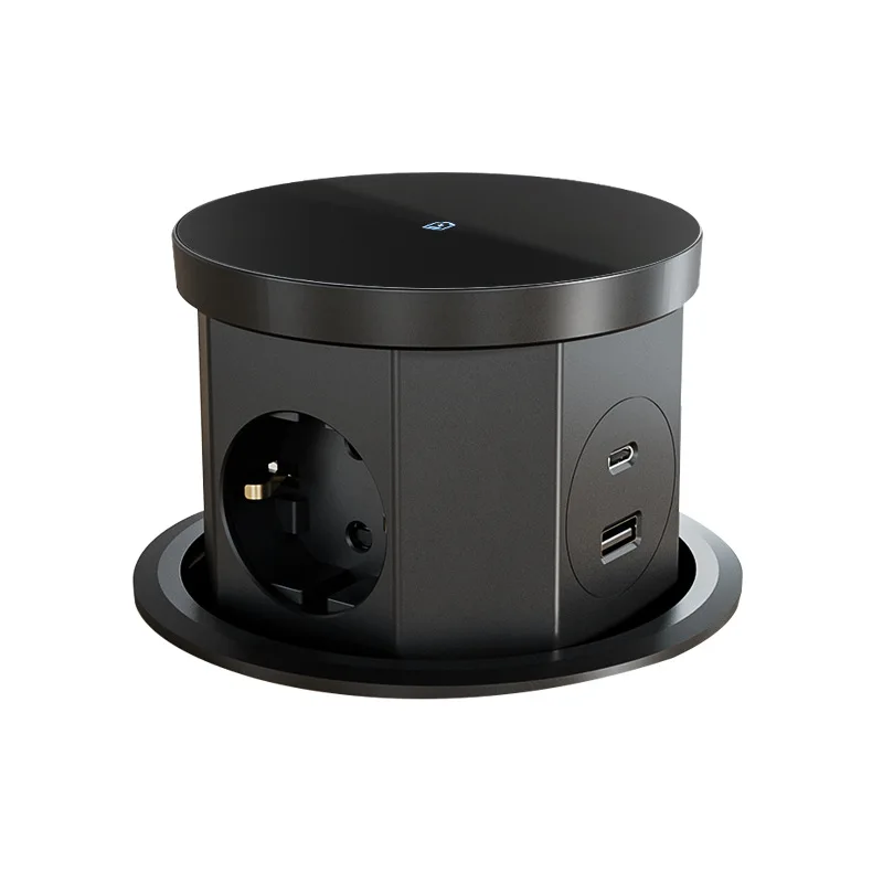 presa-elettrica-intelligente-nera-pop-up-da-tavolo-per-cucina-con-ricarica-wireless-design-nascosto-popolare-all'ingrosso-nell'ue