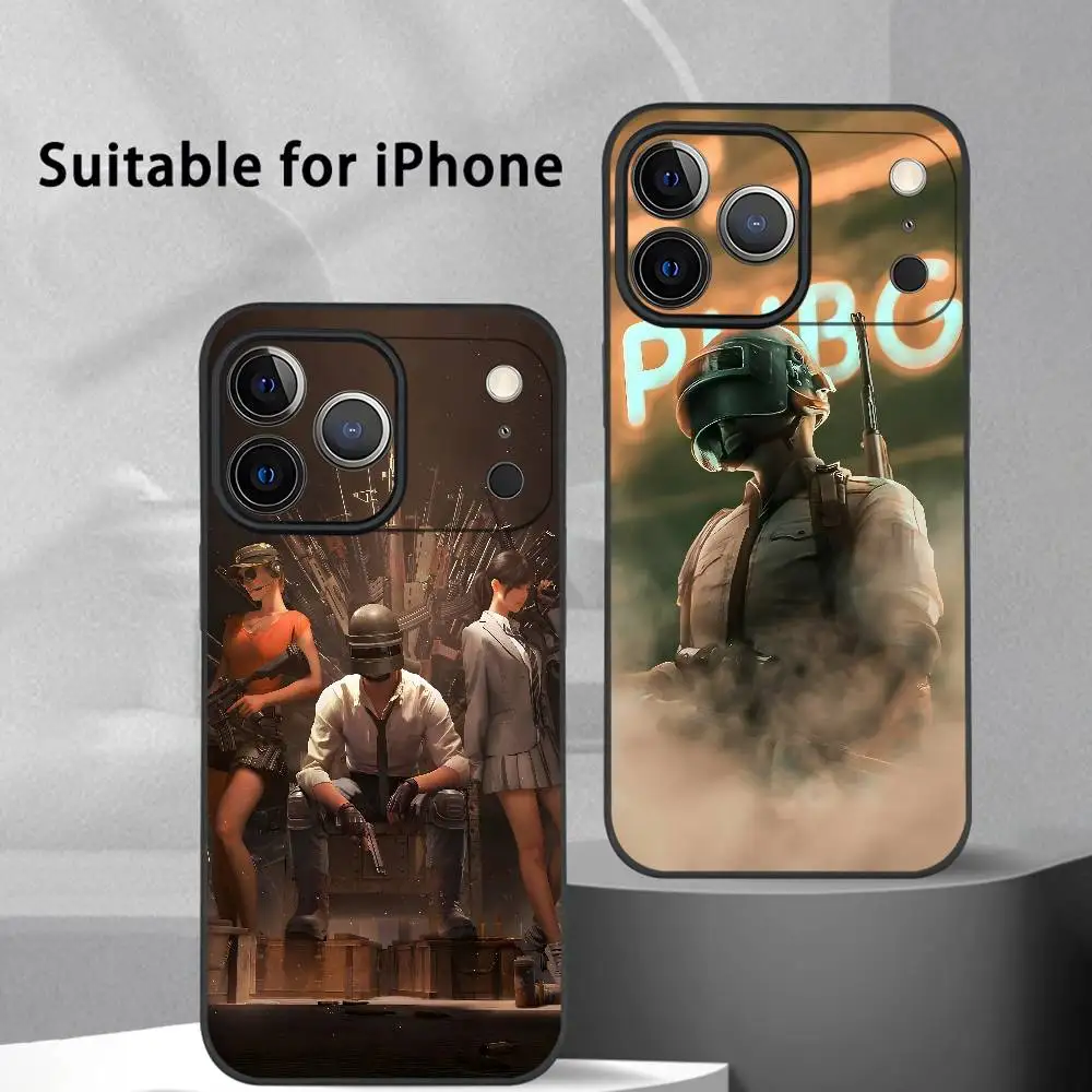 لعبة فيديو P-PUBG Battlegrounds جراب هاتف آيفون 17 16 15 14 13 12 11 Pro Max Plus Mini أسود متجمد لينة شل Funda