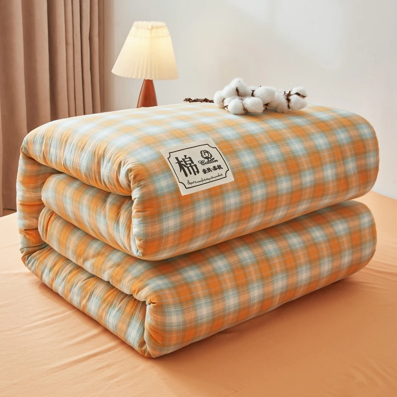 

Plaid pure cotton quilt double bed comforter thick couple duvets queen size duvet 200x230 cm warm comforters king for bed of 180