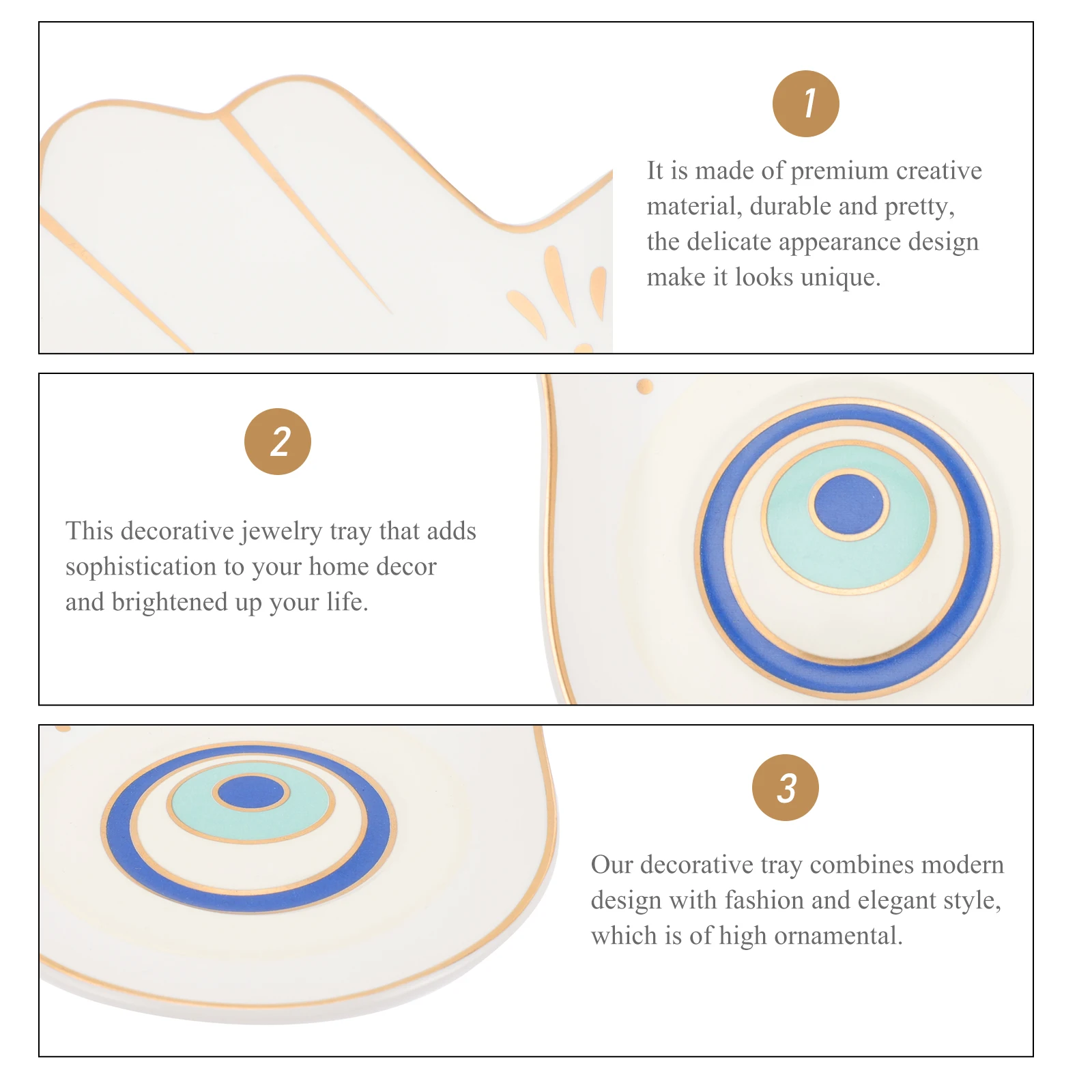 

Декоративный поднос для ювелирных изделий с принтом глаз дьявола, белый настольный орнамент, прочный, довольно уникальный дизайн, многоразовый домашний декор