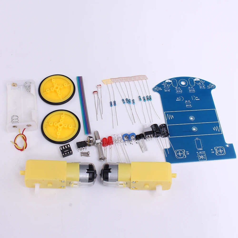 Intelligent Tracking Smart Car Suite DIY Soldering Kits TT Motor Electronic Components Robot Kids School Education D2-1