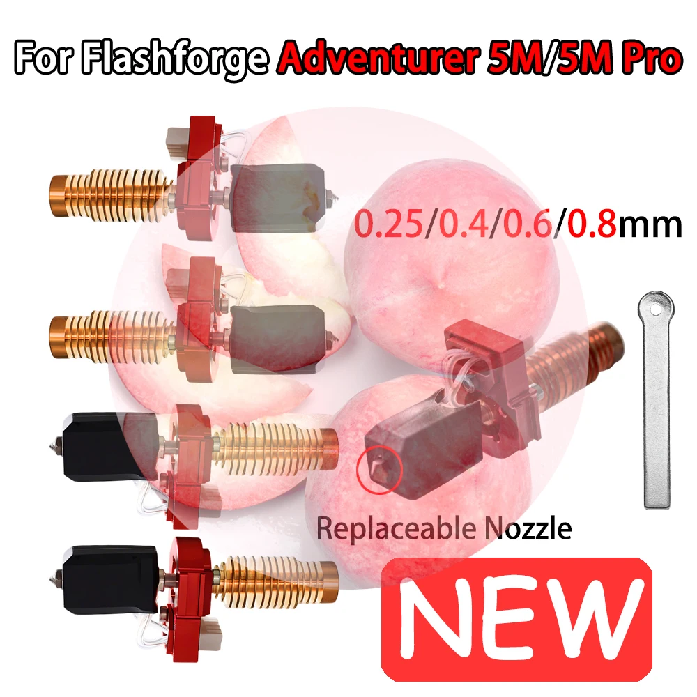 

for Flashforge Adventurer 5M/5M Pro Hotend AD5M Nozzle Ceramic Heating Block & Hard Steel Nozzle Latest Upgraded Hotend Kit