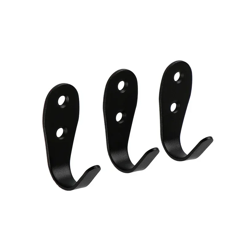 5pcs Stainless steel single  black coat single hook solid coat  home hotel kitchen bathroom partition coat  wall hooks