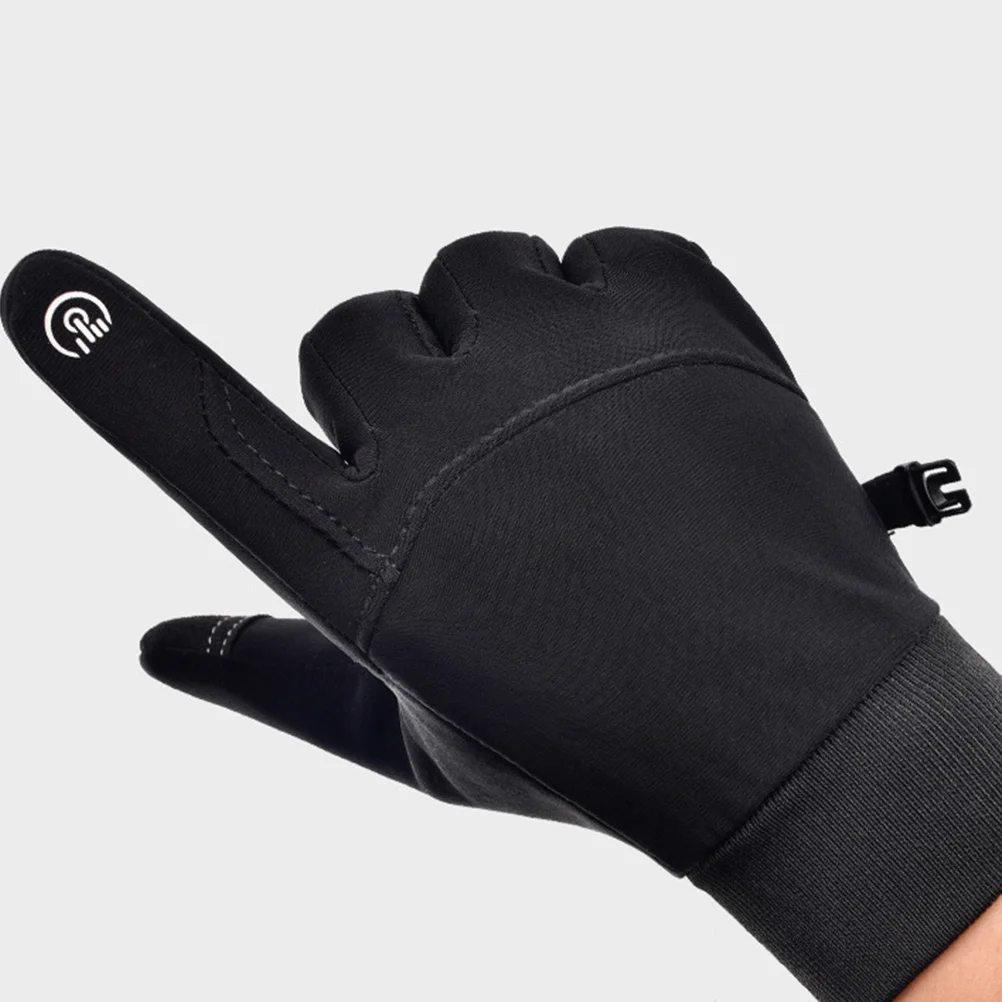 1Pair Windproof Waterproof Cycling Gloves Warm Insulated Anti Slip Touchscreen Cold Weather Outdoor Riding Black
