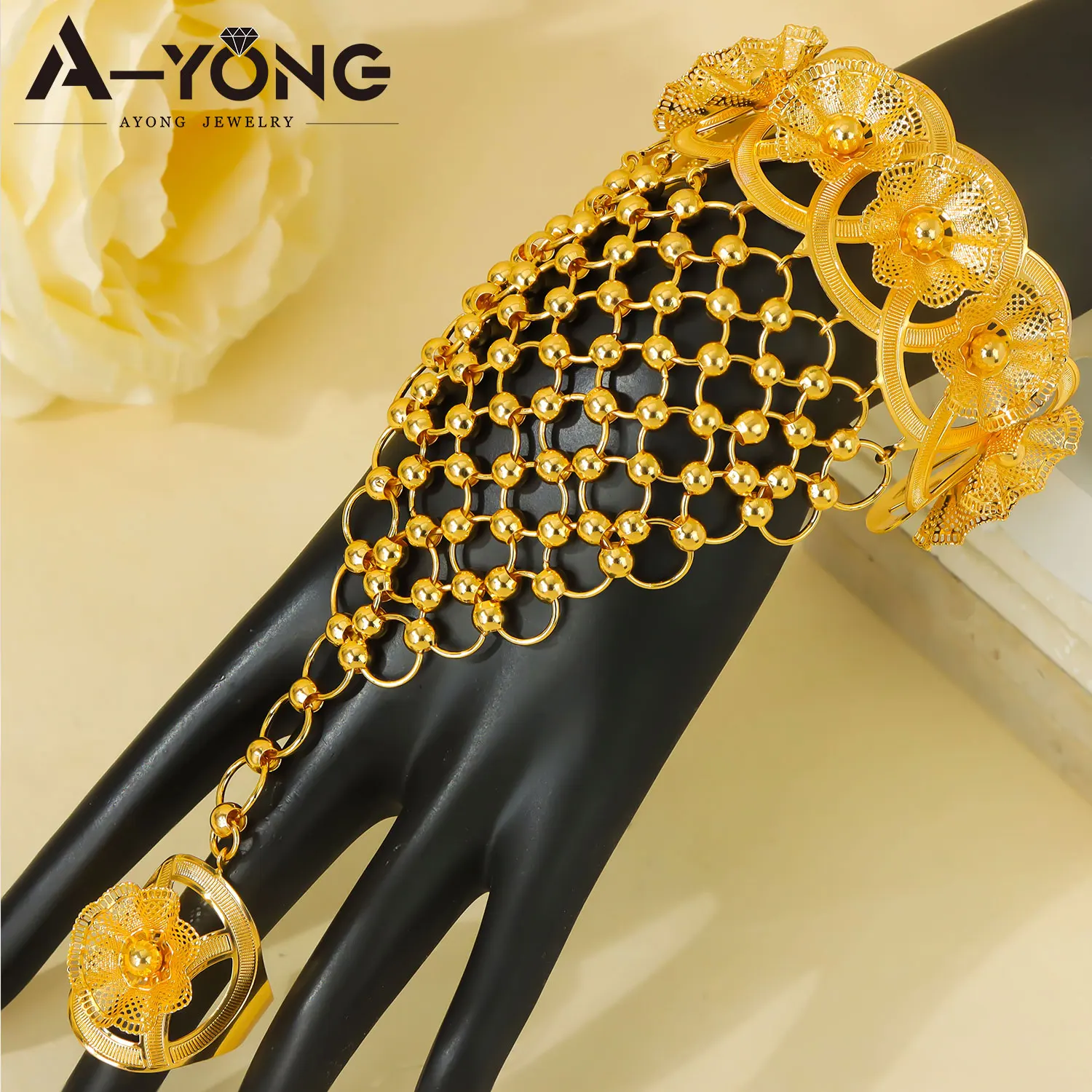 Äthiopisches Brautschmuck-Set Habesha Mode Hohles Armband mit Ring Ohrringe Afrikanischer Damenschmuck für Veranstaltungen und Partys – Detail 17