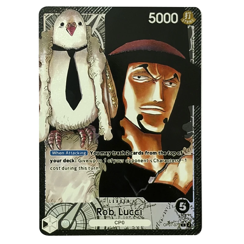 ONE PIECE OPCG Rob Lucci Homemade English Anime Collection Card New Crocodile Rocks D. Xebec High Definition Card DIY Toys Gift view 4