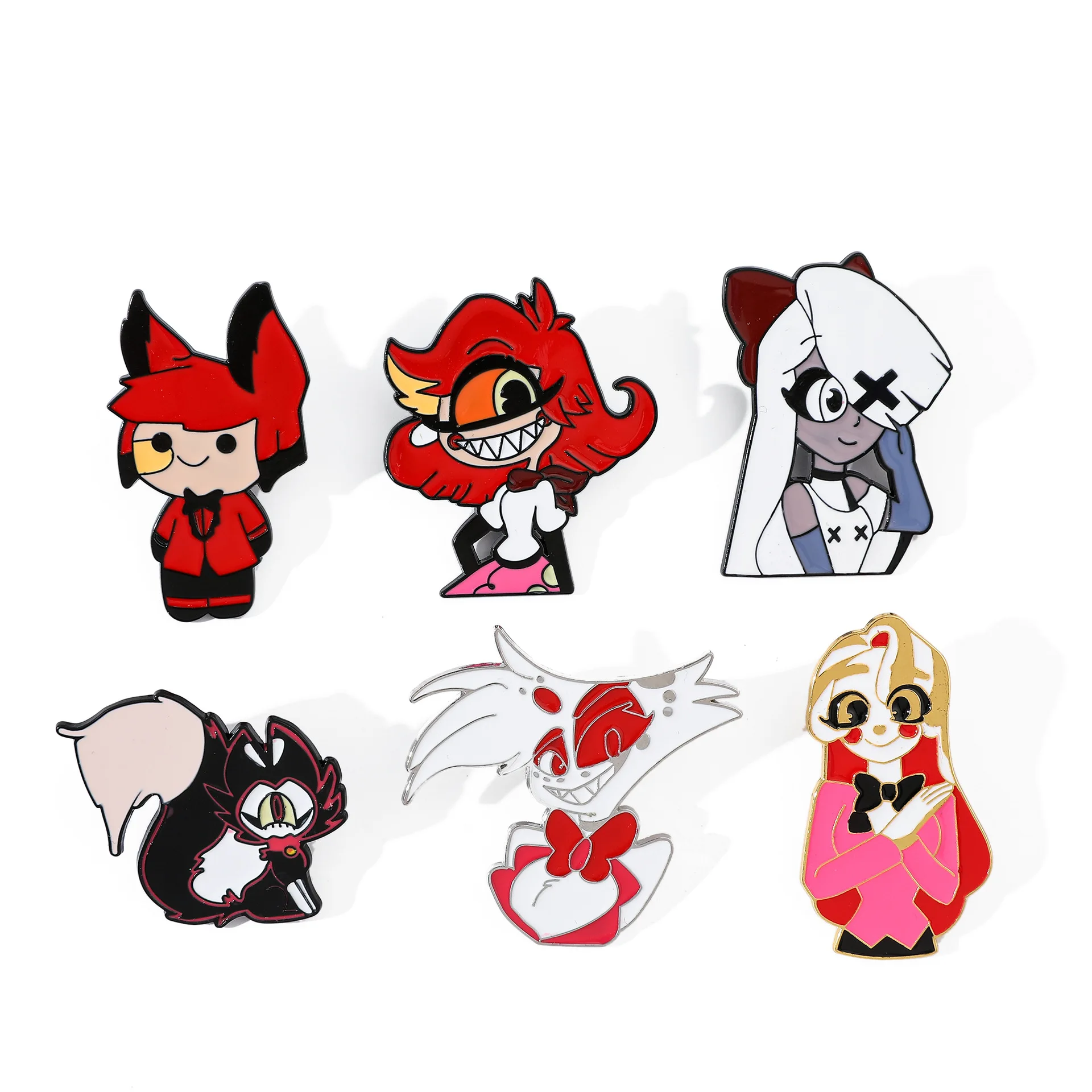 

1 Set European and American Cartoon Creative Personality Hell Inn Character Metal Badge Film and Television Character Peripheral