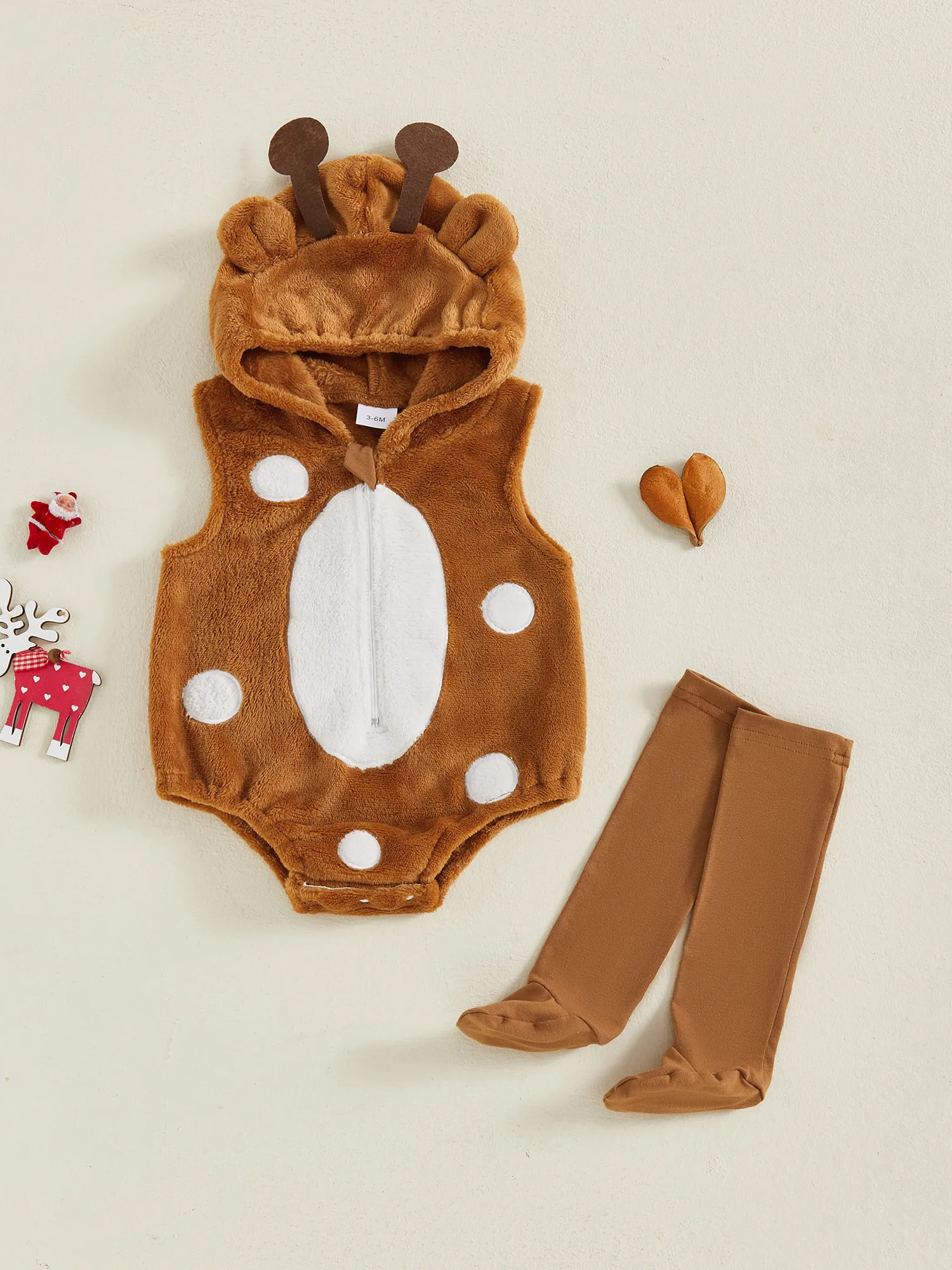 Entzückender Baby-Bären-Strampler mit Kapuze, stilvolles, gemütliches Panda-Kostüm, ärmellos mit passenden Socken für Kleinkinder
