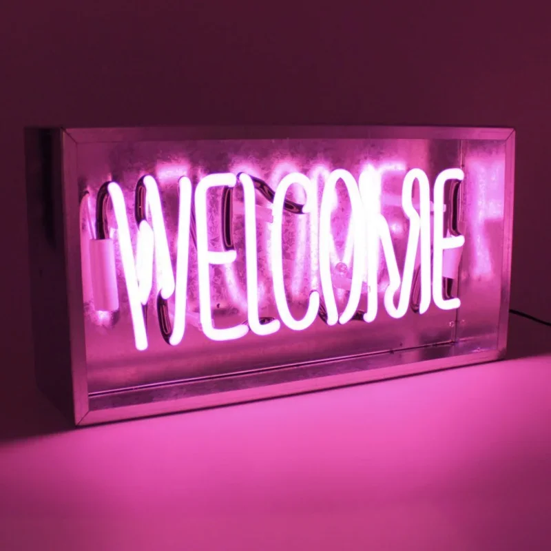 Led Neon Sign Light Christmas Party Wedding Decoration Fashion Colorful Letters Welcome Kiss Hello Neon Bar Cafe Shop Decoration