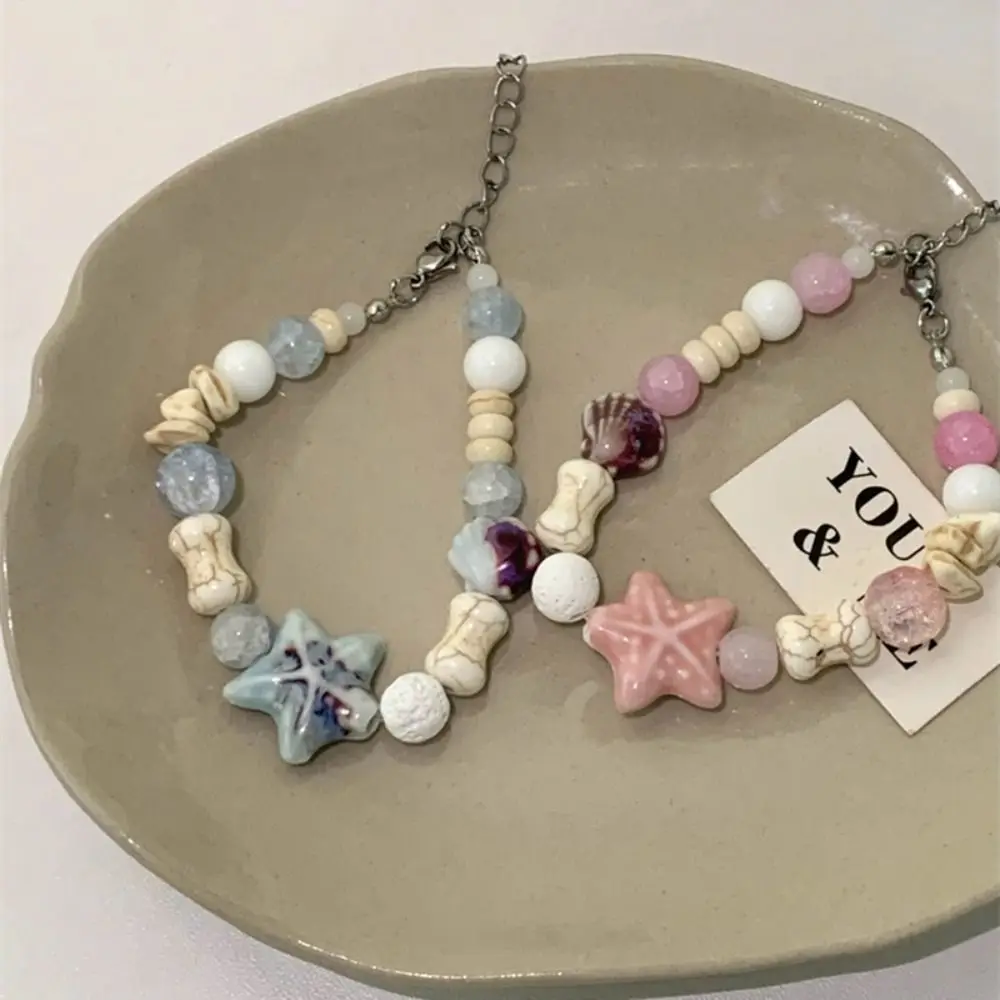 Handmade Ceramic Starfish Bracelet Cartoon Korean Style Fresh Bracelet Liuli Bead Jewelry Accessories Cute Bead Bracelet Gift