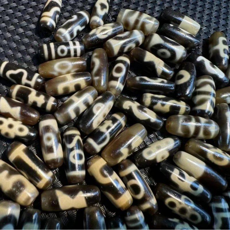 100pcs/lot Old Material Xizang Dzi Beads Taiwan's Old High Oil Coated Weathered Grain Tibetan Agate Dzi Beads Free Shipping