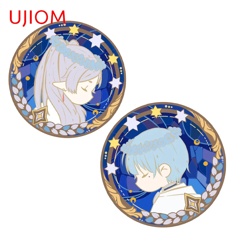 UJIOM Creative Frieren With Himmel Graffiti Design Wall Stickers Circular Style Kawaii Kids Room Decal Fashionable House Decor