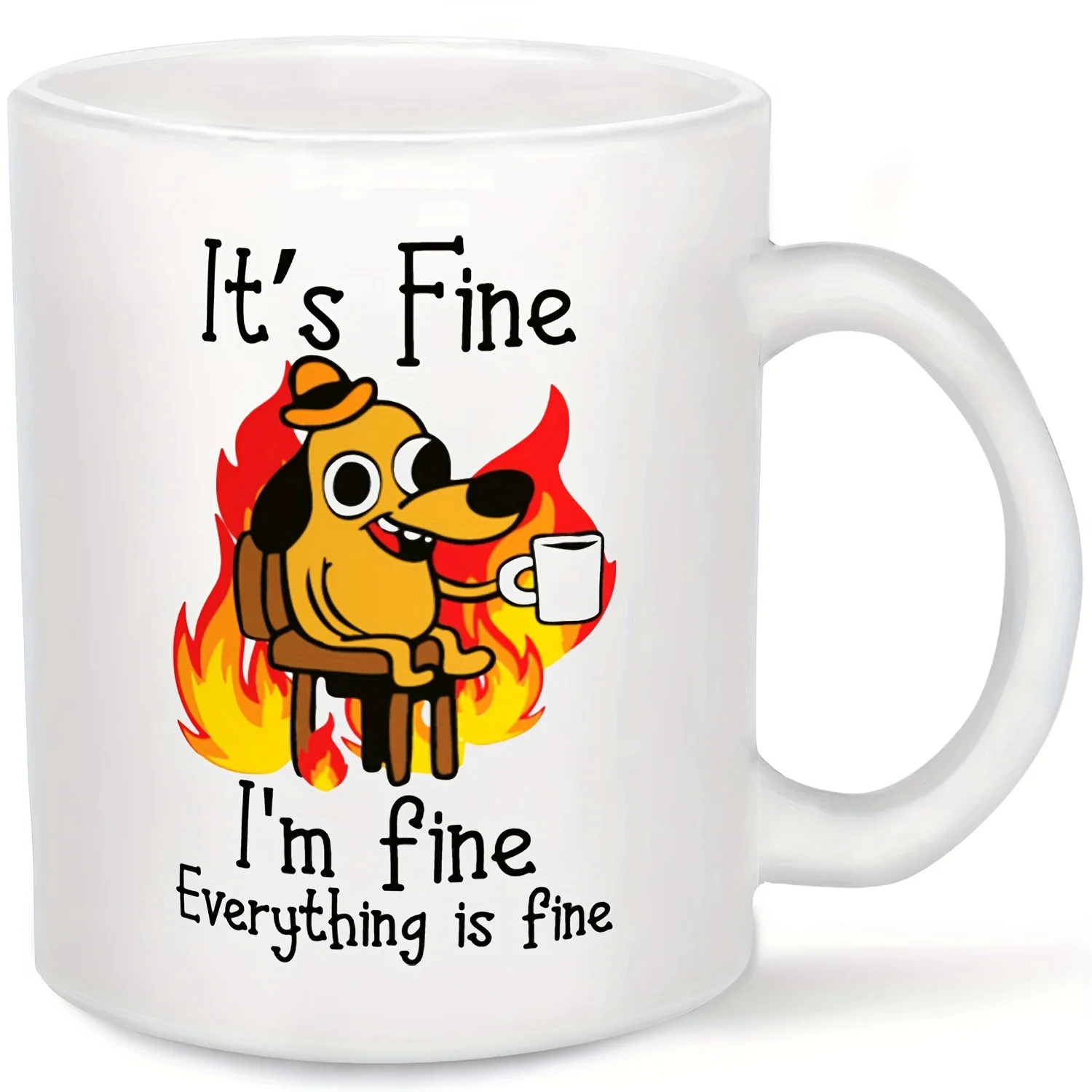 1 pc, all is well, i am fine, everything is fine, frosted glass coffee mug, funny sarcastic mug, dog lover coffee mug