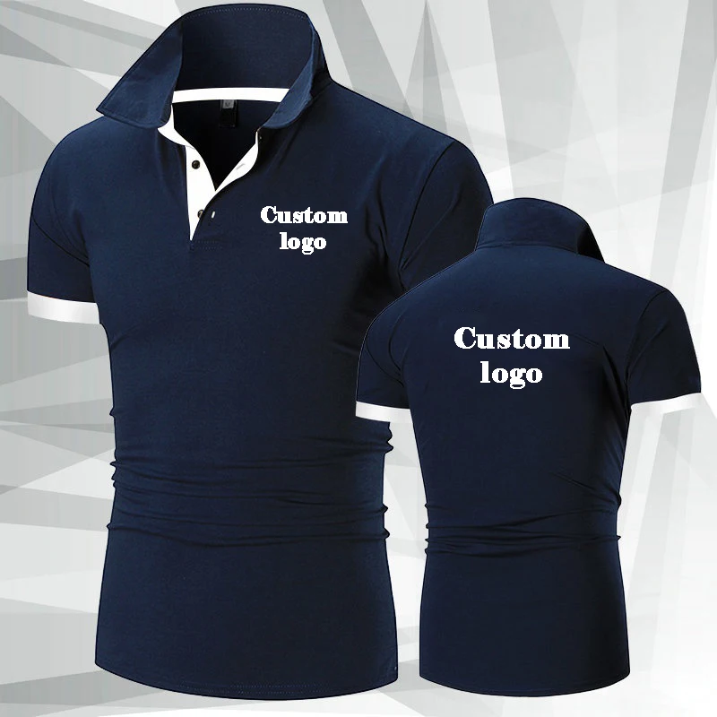 Polo con logotipo personalizado para hombre, camiseta informal de manga corta con logotipo personalizado bordado, diseño personalizado, Tops de