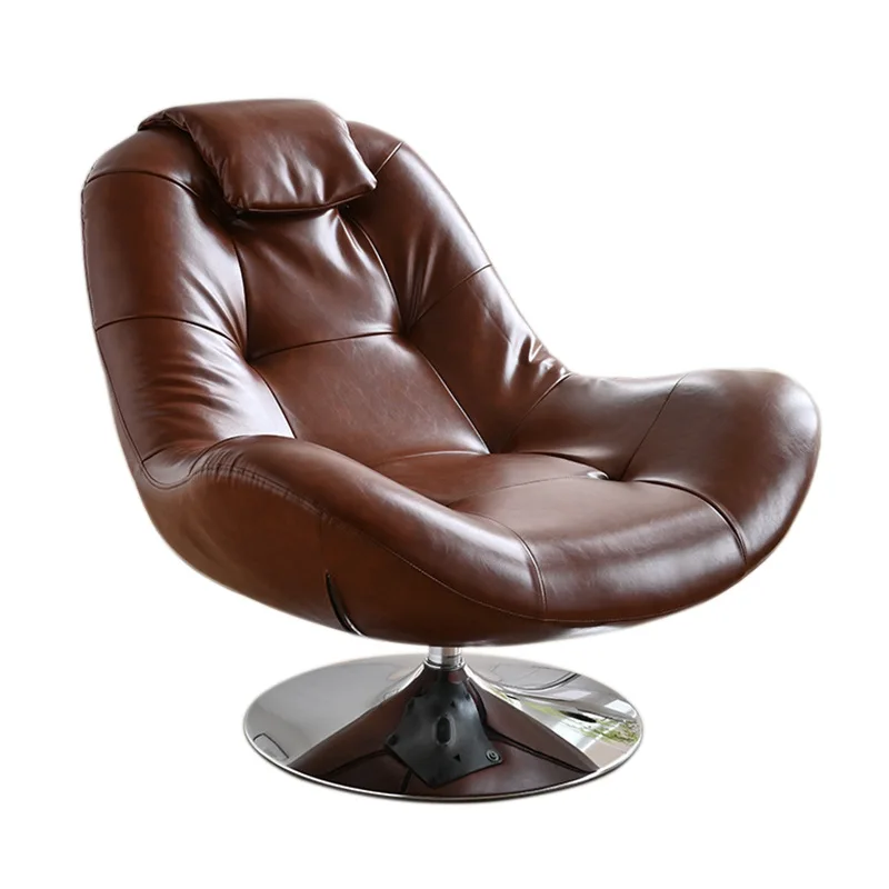 

Single sofa chair, oil wax leather household leisure rotatable lazy sofa chair