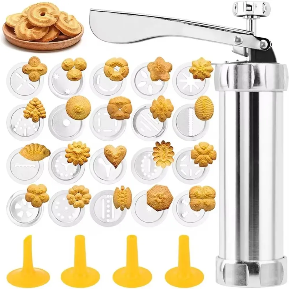 

Aluminium Alloy Cookie Machine Mold 4 nozzles Manual Operation Cookie Press Kit Multifunction Professional DIY Biscuit Maker