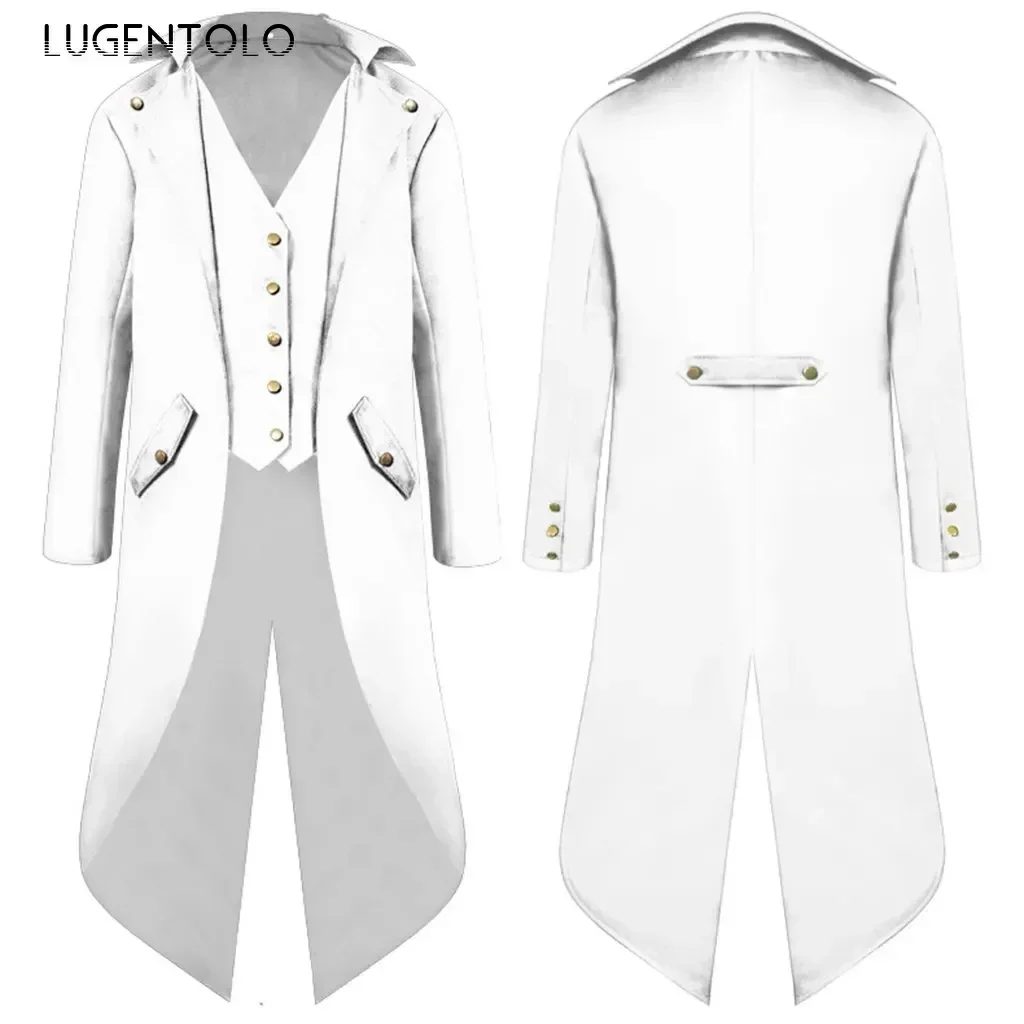 Men Medieval Steampunk Coat Vintage Tuxedo Halloween Cosplay Costume Tailcoat Male Renaissance Single-breasted Long Jacket