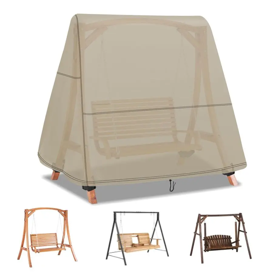 

Чехол для уличных качелей из водонепроницаемой ткани 500D, защитный чехол для A-образных качелей для патио и веранды с завязками и пряжками, 80 Д x 49 Ш x 72 В, бежевый